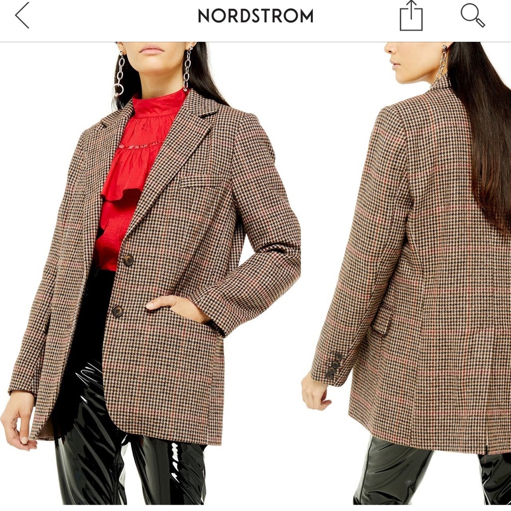Topshop Herringbone Blazer, Size 2
